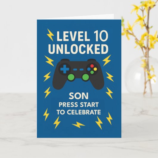 Zoon 10e Verjaardag Spel Controller Leeftijd 10 On Kaart (Gele Bloem)