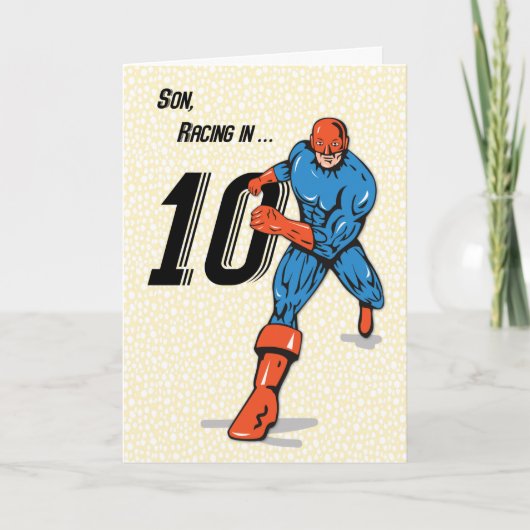 Zoon 10e verjaardag superheld kaart (Voorkant)