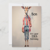 Zoon 15e verjaardag Abstracte Giraffe Feestdagenkaart (Voorkant)