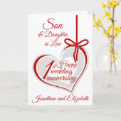 Zoon 1e bruiloft Jubileum Kaart (Gele Bloem)