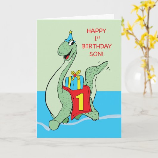 Zoon, 1e verjaardag dinosaurus kaart (Gele Bloem)