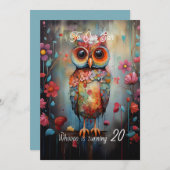 Zoon 20e verjaardag Abstracte Uil Feestdagenkaart (Voorkant / Achterkant)