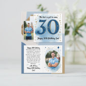 Zoon 30ste verjaardagskaart kaart (Staand voorkant)