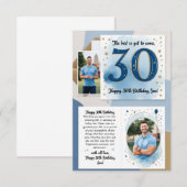 Zoon 30ste verjaardagskaart kaart (Voorkant / Achterkant)