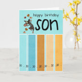 Zoon 30ste verjaardagskaart met taart en muis kaart (Gele Bloem)