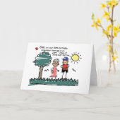 Zoon 50e verjaardag Humoristische Stick Figures Kaart (Gele Bloem)