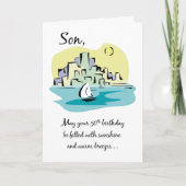 Zoon 50e verjaardag Zeilboot nabij stad Kaart (Voorkant)