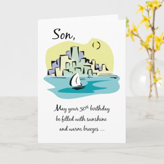 Zoon 50e verjaardag Zeilboot nabij stad Kaart (Gele Bloem)