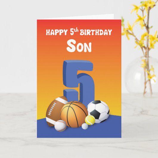 Zoon 5e verjaardag Sportbannen Kaart (Gele Bloem)