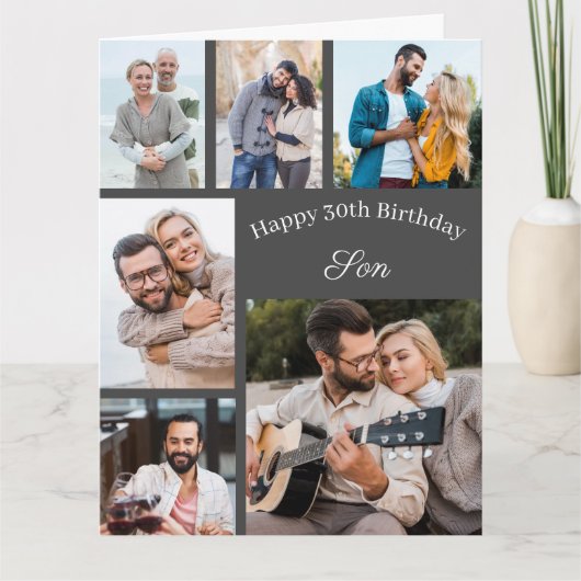 Zoon 6 Foto collage Elke leeftijd Happy Birthday Kaart (Voorkant)