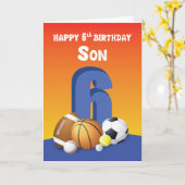 Zoon 6th Birthday Sports Balls Kaart (Gele Bloem)