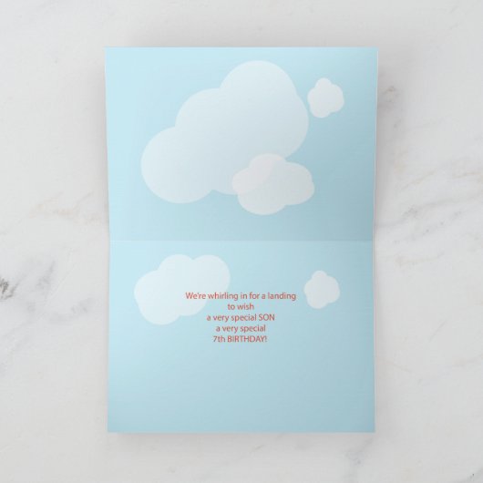 Zoon, 7e verjaardag met helikopter kaart (Binnen)