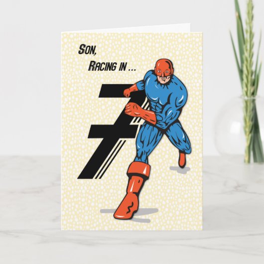 Zoon 7th Birthday Superheld Kaart (Voorkant)