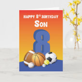 Zoon 8th Birthday Sports Balls Kaart (Gele Bloem)