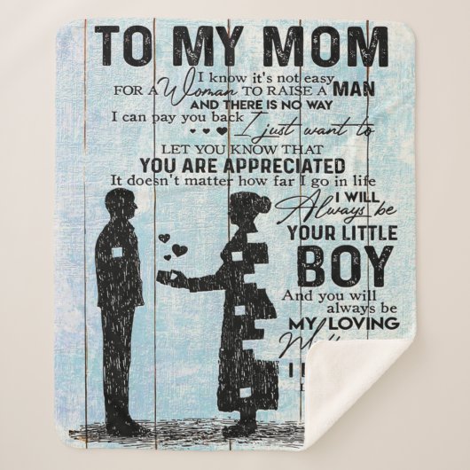 Zoon aan mam Gift, persoonlijke brief aan mijn mam Sherpa Deken (Voorkant)