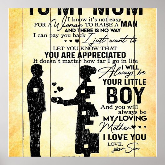 Zoon aan mama, cadeau aan mijn moeder, Moederdag-c Poster (Voorkant)