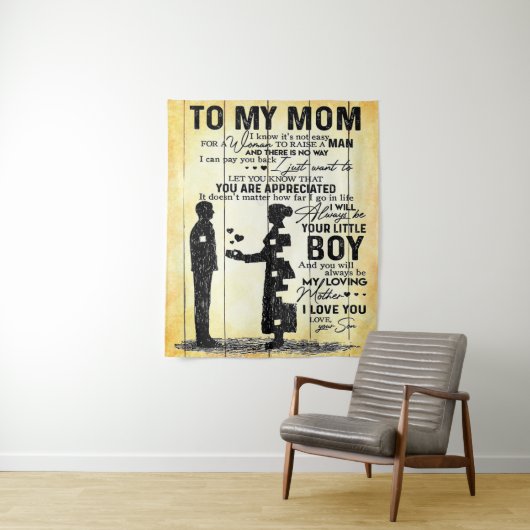 Zoon aan mama, cadeau aan mijn moeder, Moederdag-c Wandkleed (In situ)