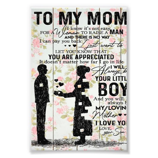 Zoon aan mama cadeau voor mam, mam Birthday Gift I Foto Afdruk (Voorkant)