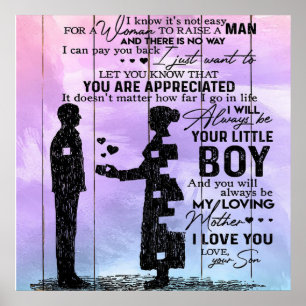 Zoon aan mijn moeder brief, moeder Birthday Gift Poster