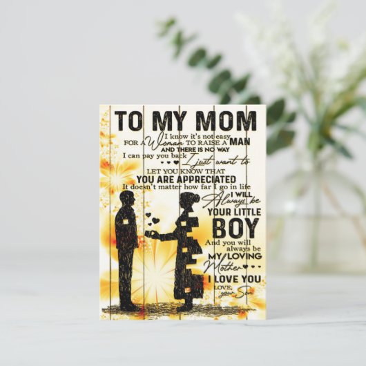 Zoon aan mijn Moeder Brief | Nieuwe Huis Decoratie Kaart (Staand voorkant)