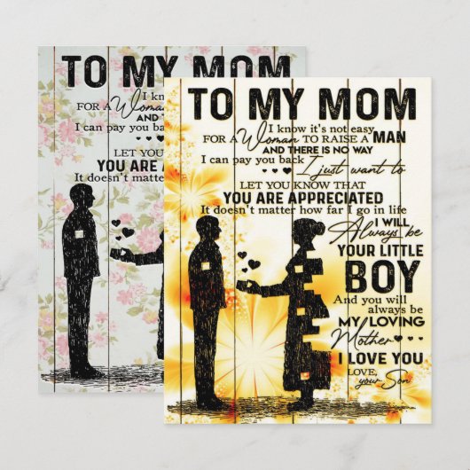 Zoon aan mijn Moeder Brief | Nieuwe Huis Decoratie Kaart (Voorkant / Achterkant)