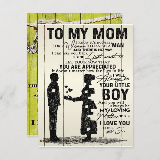 Zoon aan mijn moeder brief, speciaal cadeau aan mo kaart (Voorkant / Achterkant)