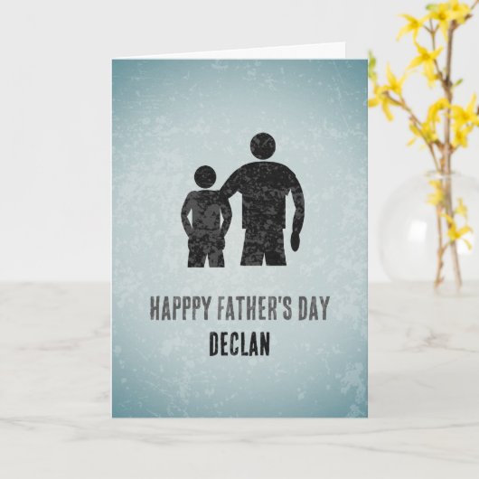 Zoon aan vader - pap en zijne jongen Grafisch Aang Kaart (Gele Bloem)