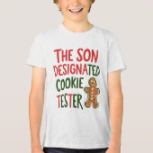 Zoon aangewezen Cookie Tester Kerstmis Tri-Blend Shirt (Voorkant)