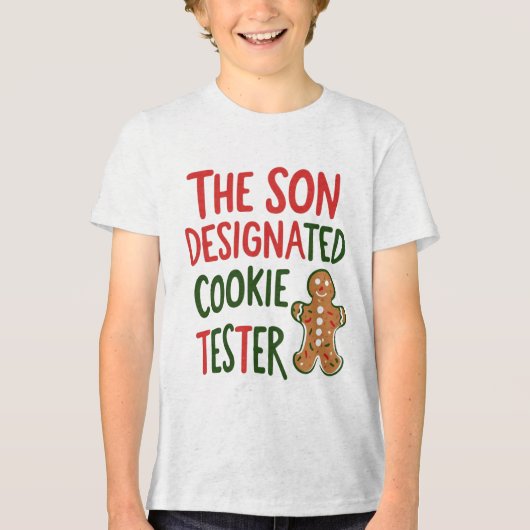 Zoon aangewezen Cookie Tester Kerstmis Tri-Blend Shirt (Voorkant)