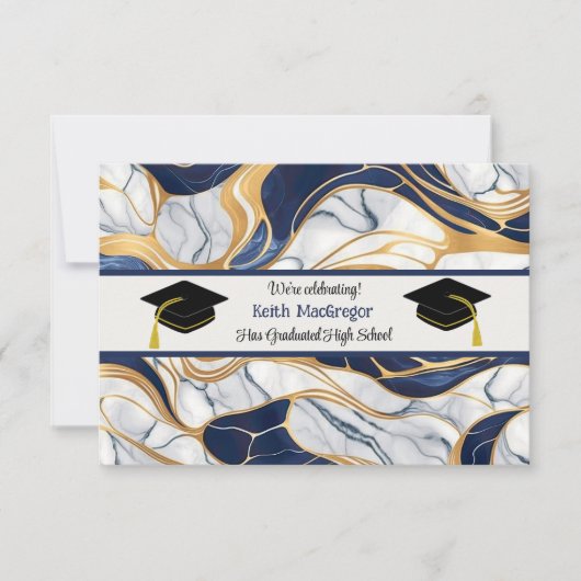 Zoon Afstuderen Viering in Blauw Marmer Kaart (Voorkant)