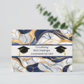 Zoon Afstuderen Viering in Blauw Marmer Kaart (Staand voorkant)