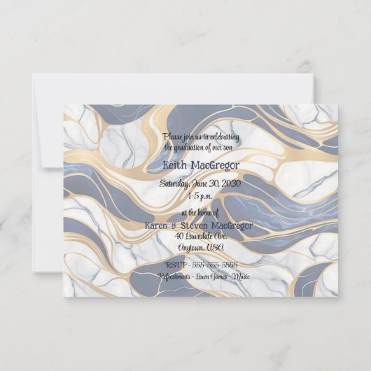 Zoon Afstuderen Viering in Blauw Marmer Kaart (Achterkant)