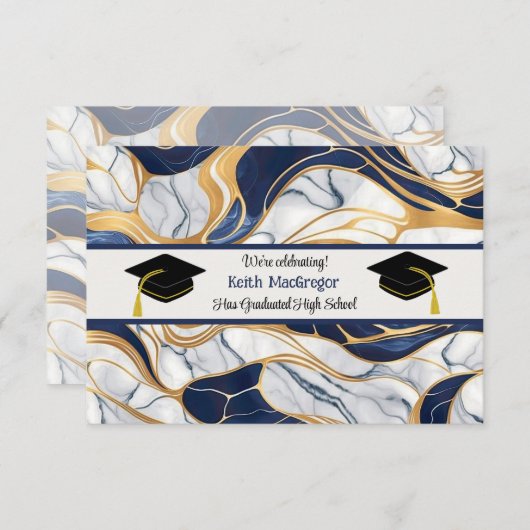 Zoon Afstuderen Viering in Blauw Marmer Kaart (Voorkant / Achterkant)