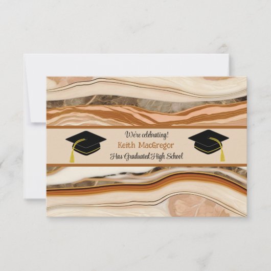 Zoon Afstuderen Viering in Bruin Marmer Kaart (Voorkant)