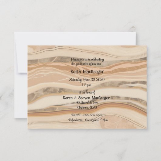 Zoon Afstuderen Viering in Bruin Marmer Kaart (Achterkant)