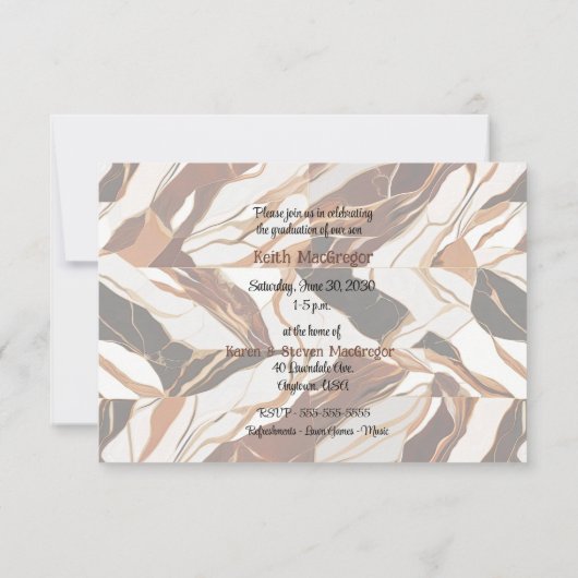 Zoon Afstuderen Viering in Bruin Marmer Kaart (Achterkant)