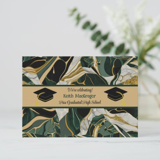 Zoon Afstuderen Viering in Groen Marmer Kaart (Staand voorkant)