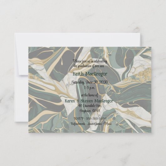 Zoon Afstuderen Viering in Groen Marmer Kaart (Achterkant)