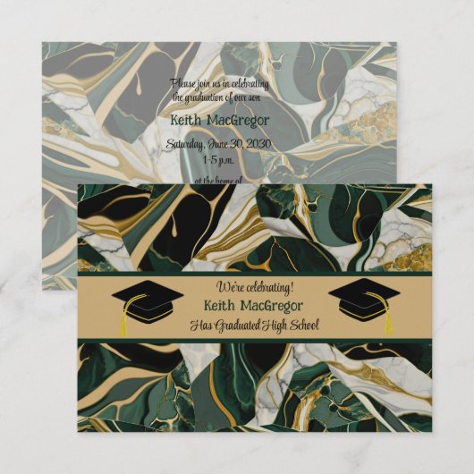 Zoon Afstuderen Viering in Groen Marmer Kaart (Voorkant / Achterkant)
