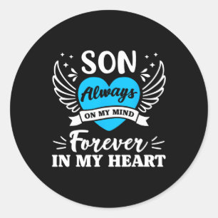 Zoon altijd in mijn gedachten voor altijd in mijn ronde sticker