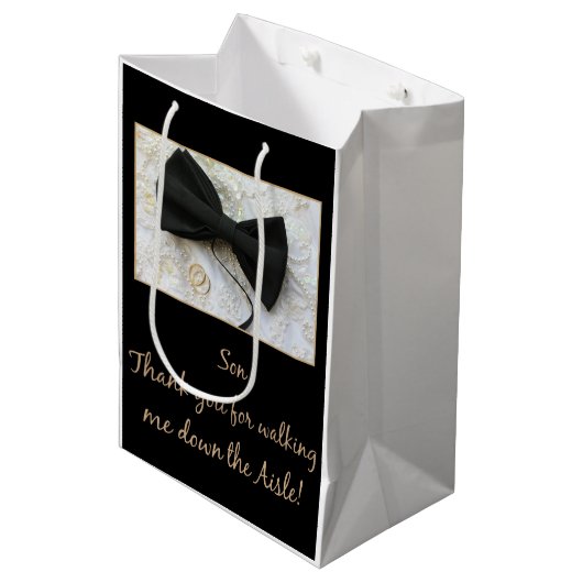 Zoon Bedankt voor het lopen me naar beneden Aisle Medium Cadeauzakje (Voorkant Gekanteld)