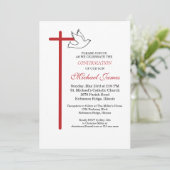 Zoon bevestiging kruis duif op wit kaart (Staand voorkant)