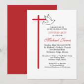 Zoon bevestiging kruis duif op wit kaart (Voorkant / Achterkant)