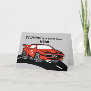 Zoon Birthday 5 Red Sports Car Kaart