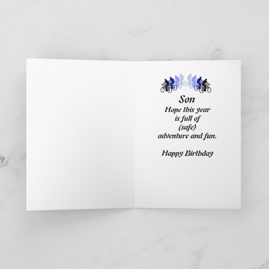 Zoon, Birthday, bike, Cycle Funny van ouders Kaart (Binnen)
