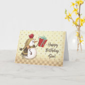 Zoon Birthday Bird op Snowman Cadeau Kaart (Gele Bloem)
