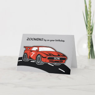 Zoon Birthday Leeftijd 7 Rode sportauto Kaart
