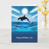 Zoon Birthday met Orca Whale in Ocean Kaart (Gele Bloem)