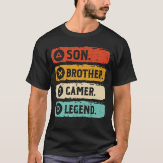 Zoon Broer Gamer Legende Retro Gaming Jongens Mene T-shirt