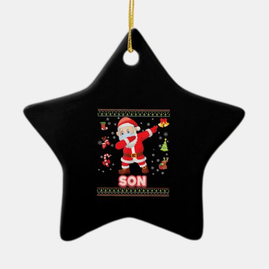 Zoon Christus Mask Dabbing Santa Mask Merry Kerstm Keramisch Ornament (Voorkant)